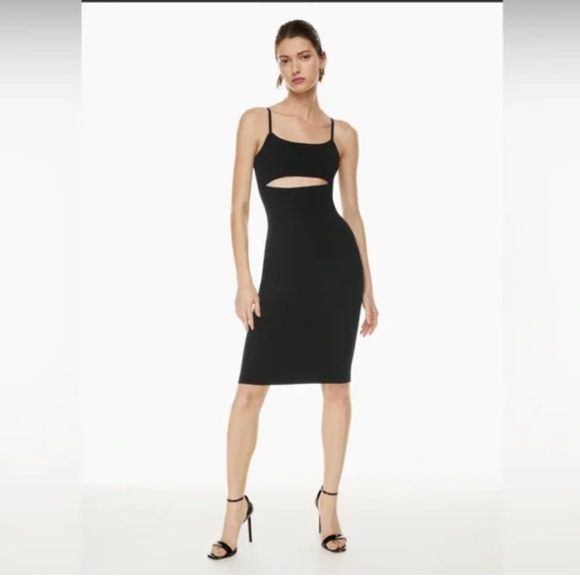 Aritzia Babaton Black Fissure Sculpt Knit Cut out Bodycon Dress Size Large Aritzia Babaton Black Fissure Sculpt Knit Cut out Bodycon Dress Size Large